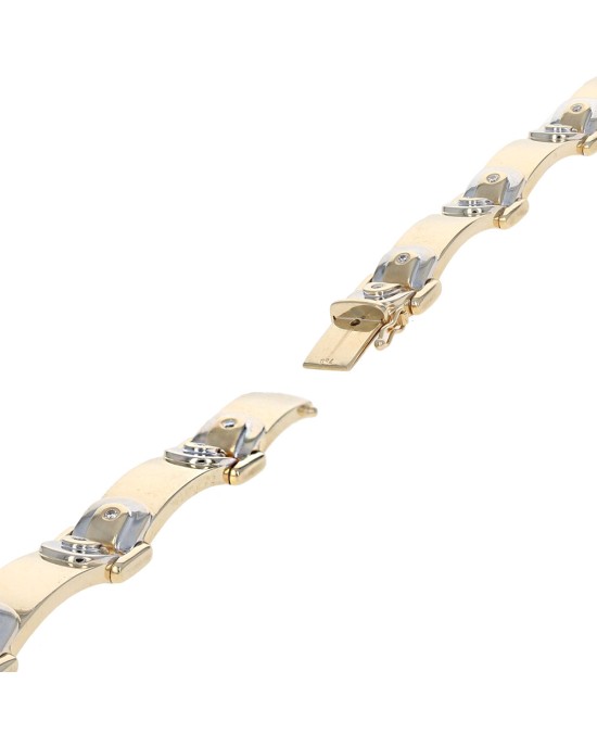 Gentlemans Diamond Curved Rectangular Link Bracelet